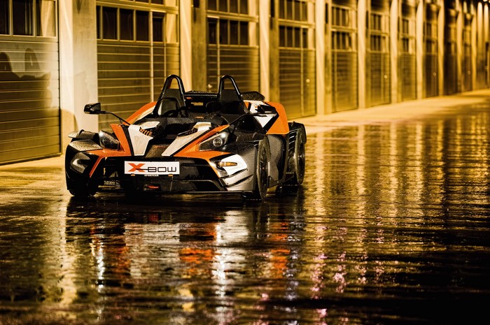 2011 KTM X-Bow R car on wet street