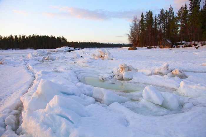 Winter landscape with ice and snow