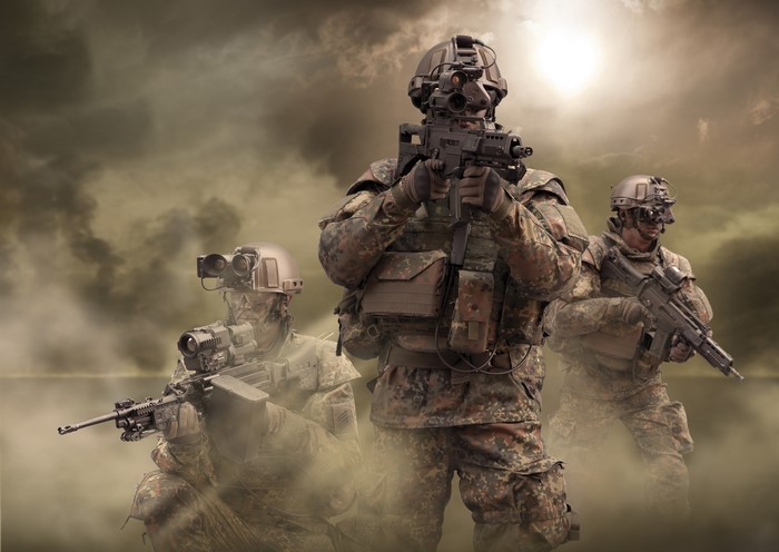 German Soldiers in Camouflage with Rifles
