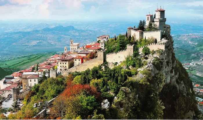 Fortress on a mountain in the Republic of San Marino