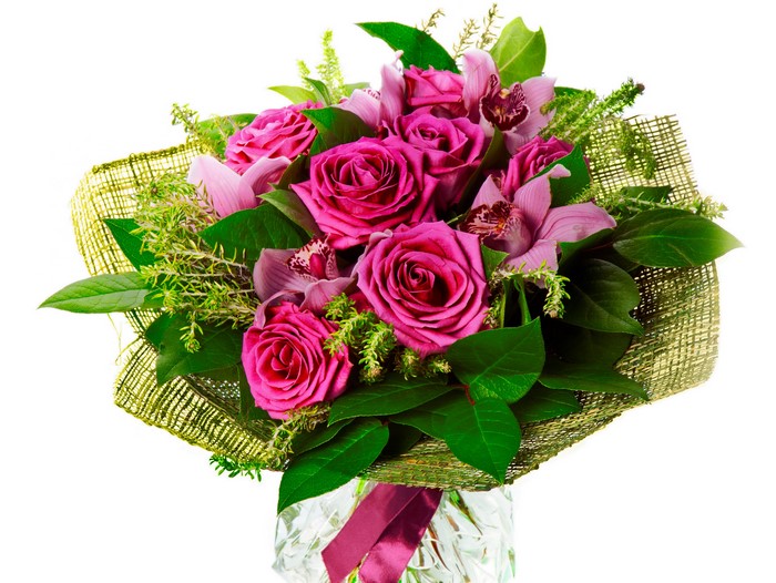 Pink Roses and Orchids Bouquet