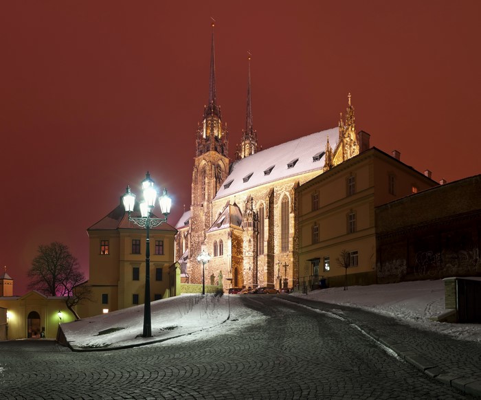 Cathedral in Brno, Czech Republic at Night