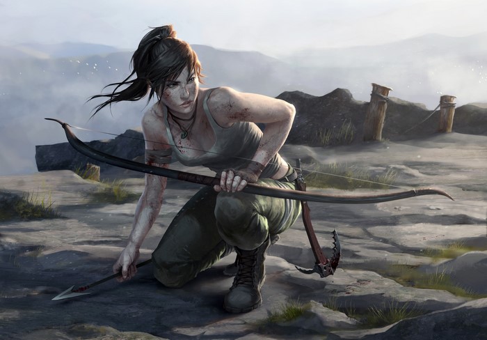 Lara Croft from Tomb Raider with bow and arrow