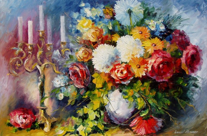 Floral arrangement with candelabra