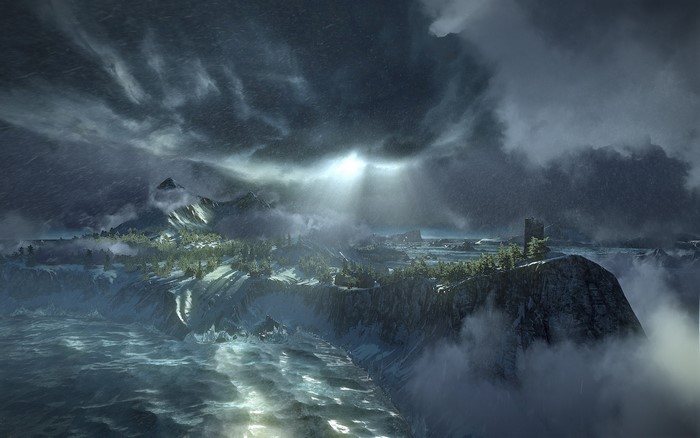 The Witcher 3: Wild Hunt stormy mountain landscape