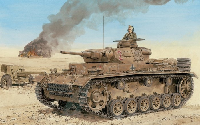 German Panzer IV tank in desert combat