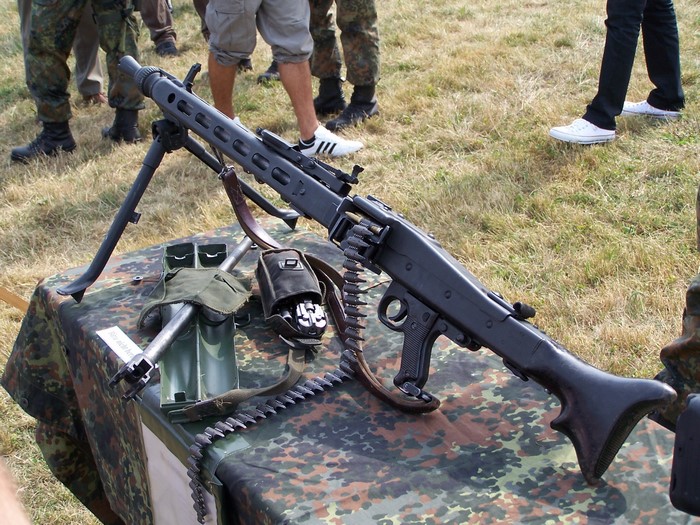 MG-3 machine gun with bipod and ammunition