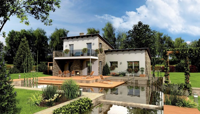 Modern house with pool and garden
