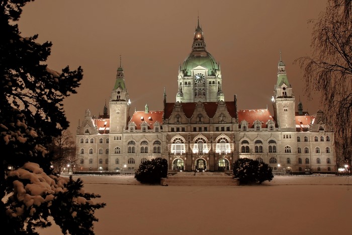 Neues Rathaus Hannover in Winter
