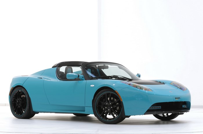 Light Blue Tesla Roadster Sport Cabriolet