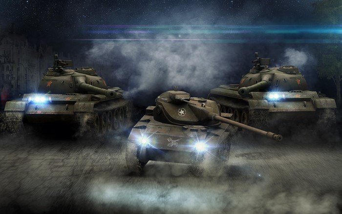 World of Tanks: Three tanks at night