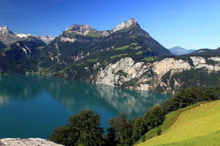 Lake and mountains in Morschach, Switzerland
