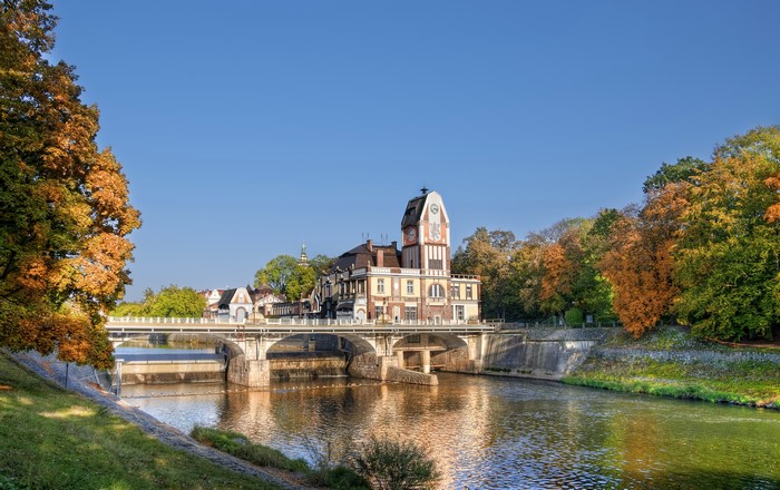 Bridge over Elbe River in Hradec Králové, Czech Republic