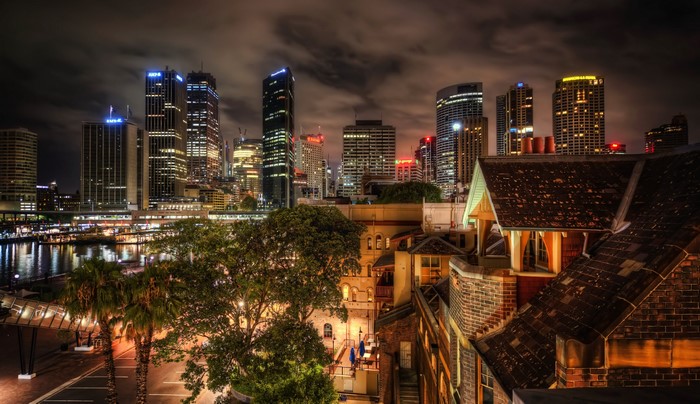 Sydney Skyline at Night with Harbor