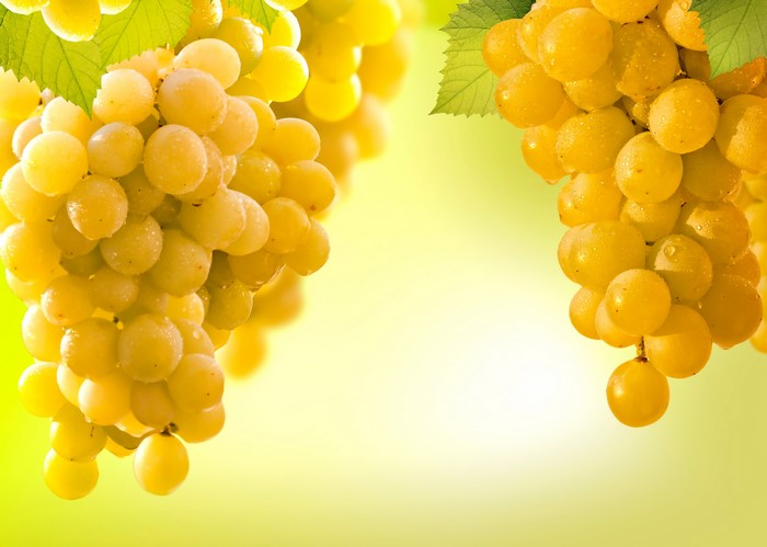 Yellow Grapes with Water Drops