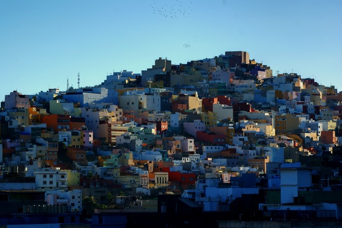 Colorful houses on a hillside in the Canary Islands, Spain