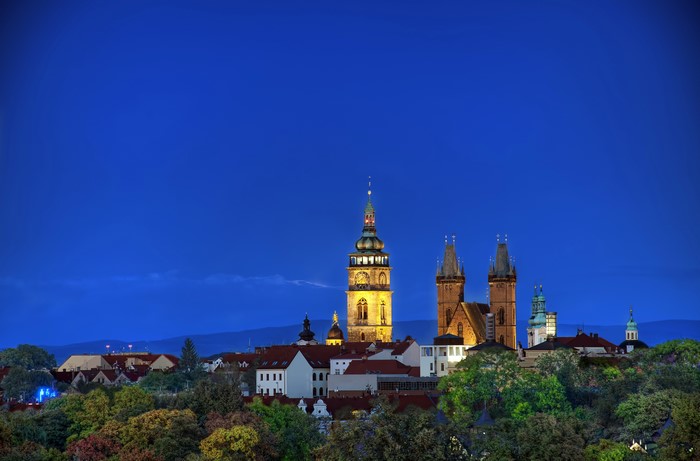 Cityscape with Towers at Night, Czech Republic