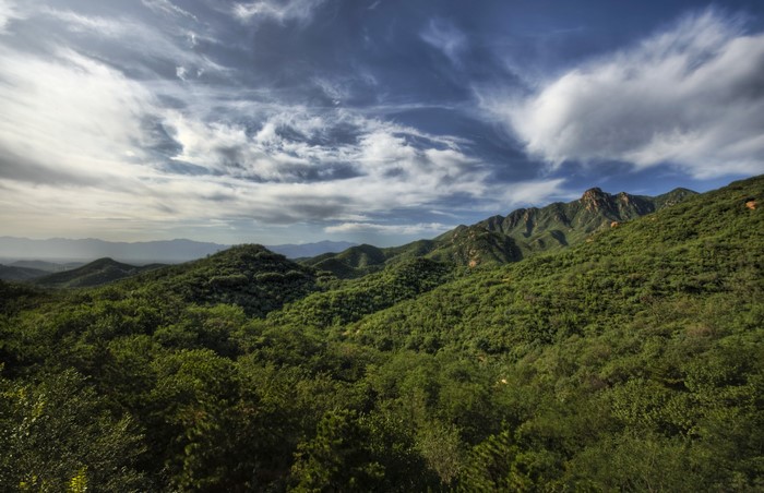 Green Mountains and Cloudy Sky in Beijing, China