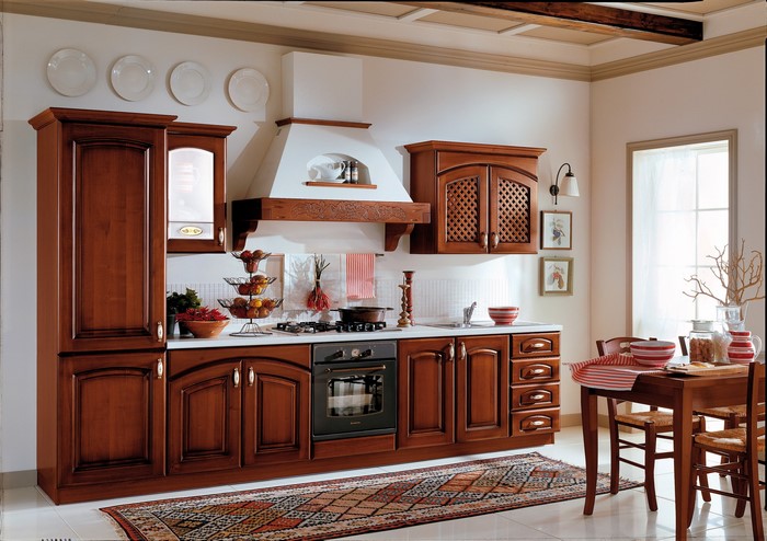Traditional wooden kitchen with dining table