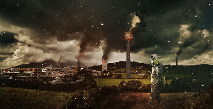 Apocalypse with smoke and clouds