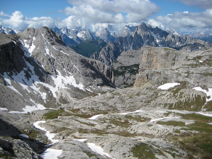 Italian Alps mountain scenery with snow patches