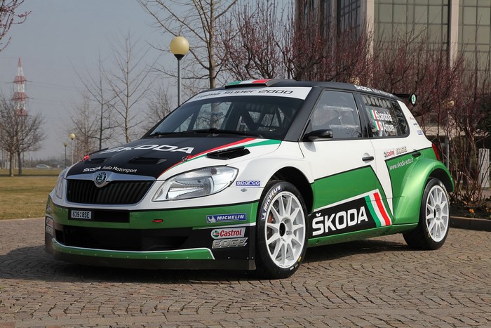 Skoda Fabia S2000 rally car with Italian livery