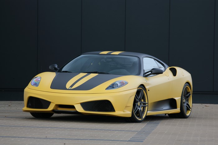 Yellow Ferrari with Black Stripes