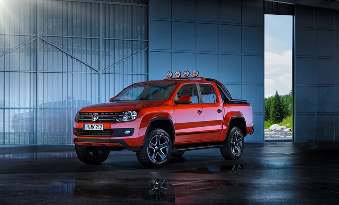 Red Volkswagen Amarok Canyon Truck