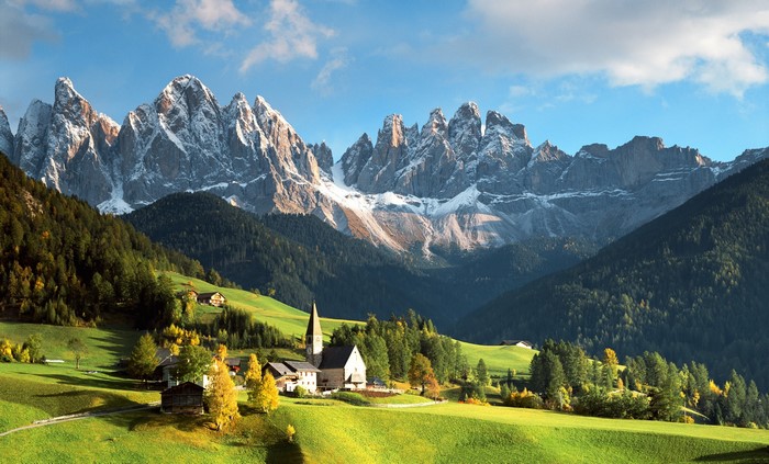 Italian Alps Scenery with Village