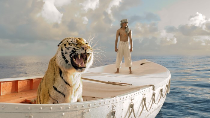Tiger and boy in a boat from Life of Pi