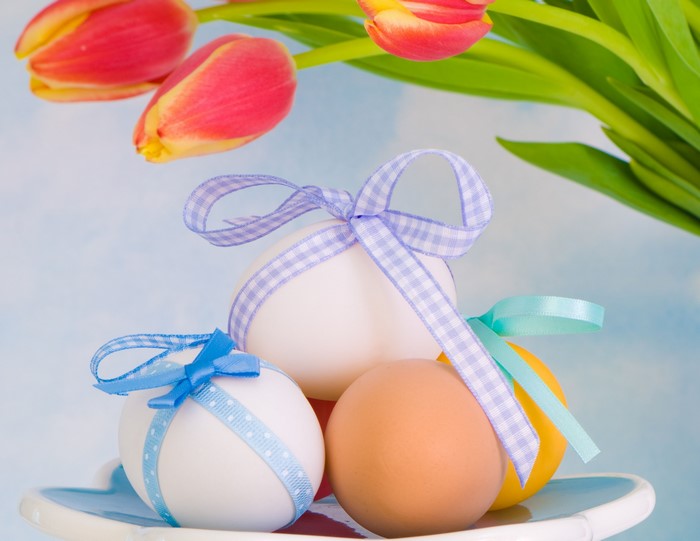 Easter Eggs with Tulips