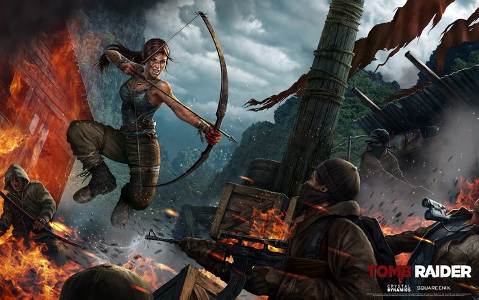 Lara Croft from Tomb Raider in battle