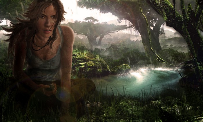 Lara Croft from Tomb Raider in a jungle