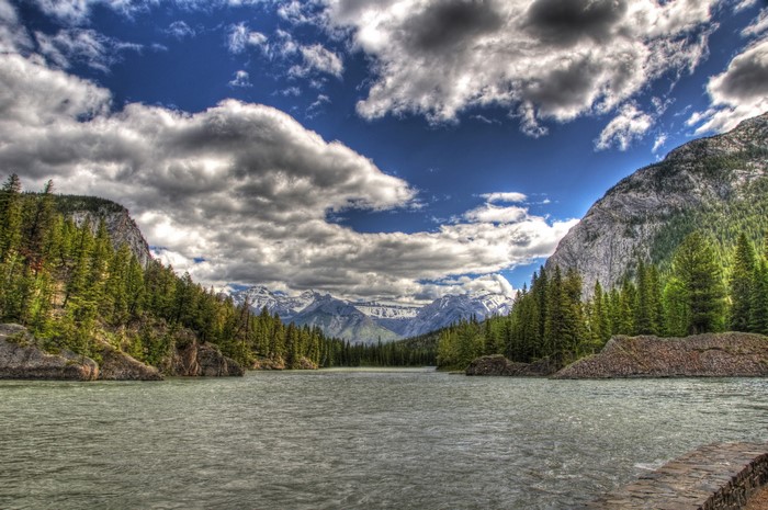 River and Mountains in Banff National Park, Canada