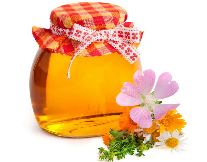 Jar of Honey with Flowers