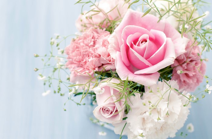 Pink Roses and Carnations Bouquet