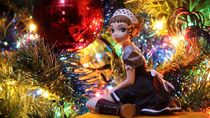 Anime figurine on a Christmas tree