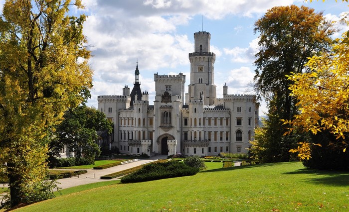Hluboká Castle in the Czech Republic during autumn
