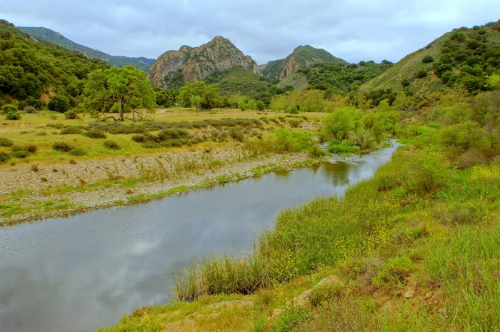 River flowing through a valley in Malibu, California