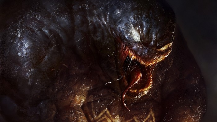 Venom monster roaring with sharp teeth