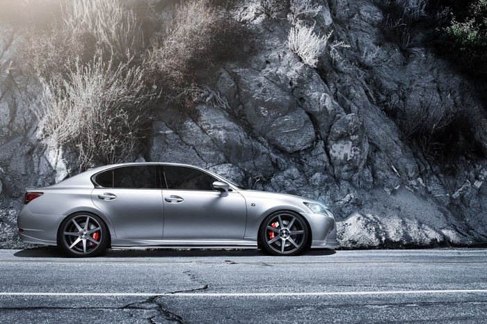 Silver Lexus GS 350 F-Sport Supercharged on Asphalt