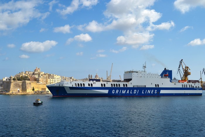 Grimaldi Lines Ro-Ro Ship Eurocargo Venezia in Harbor