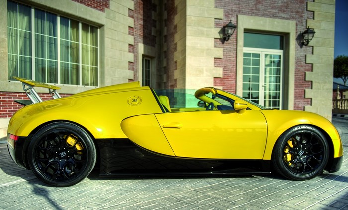 Yellow Bugatti Veyron 16.4 Grand Sport Convertible