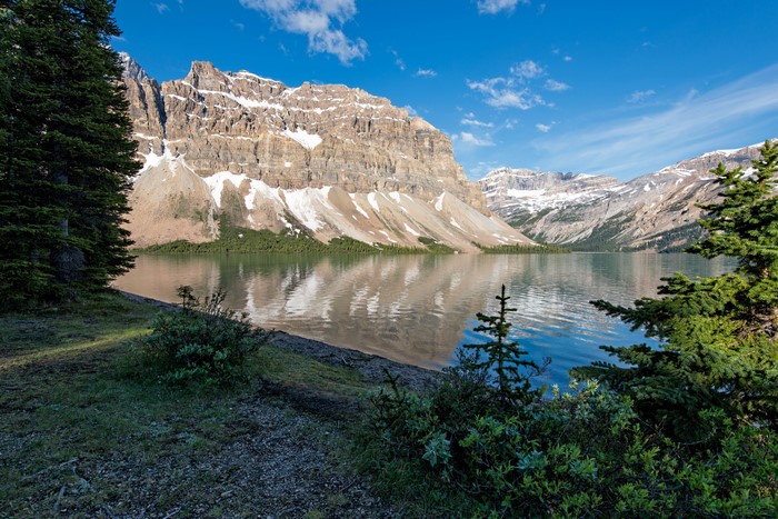 Bow Lake and Crowfoot Glacier in Banff National Park, Canada