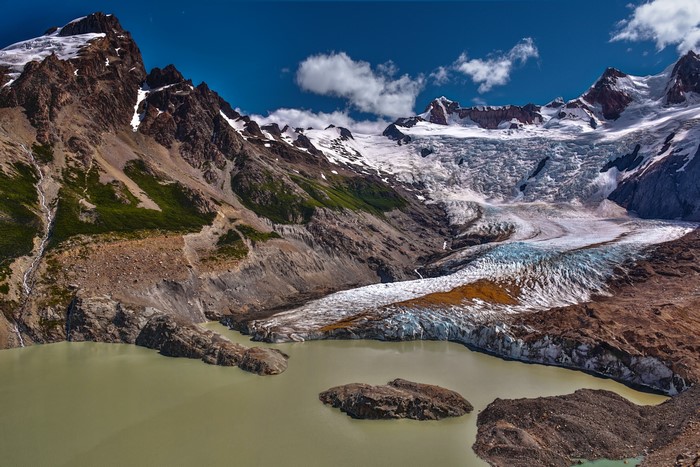 Glacier and lake in the mountains