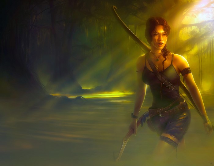 Lara Croft from Tomb Raider with a bow