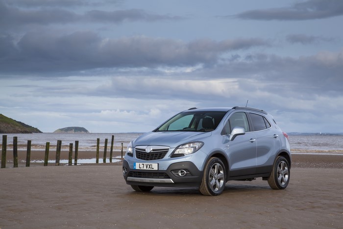 Vauxhall Mokka on a beach with clouds