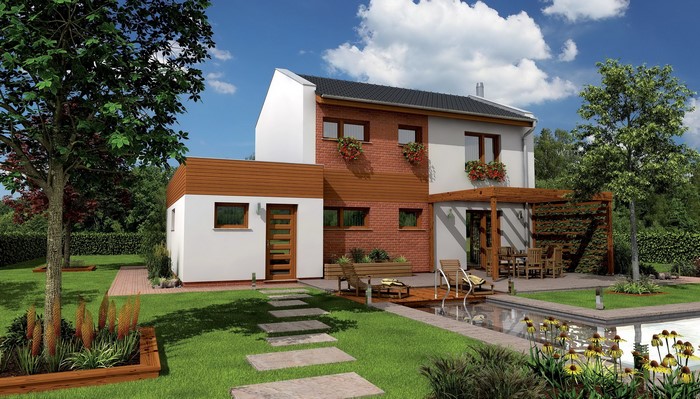Modern house with swimming pool and garden