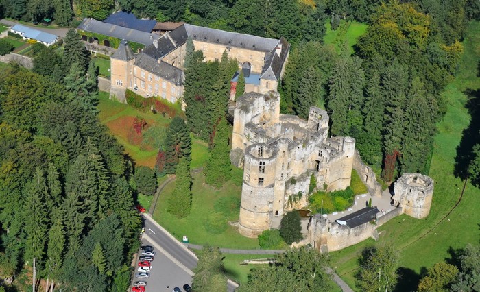 Beaufort Castle Ruins and Chateau, Luxembourg from Above