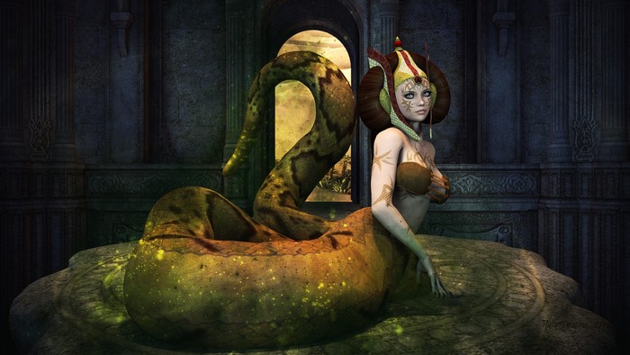 Naga from League of Legends with a snake tail